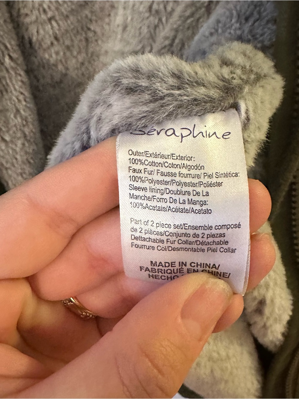 Seraphine Penelope Baby Wearing Coat 3 in 1 Green Maternity Fur Lined Parka 10 - Picture 8 of 12
